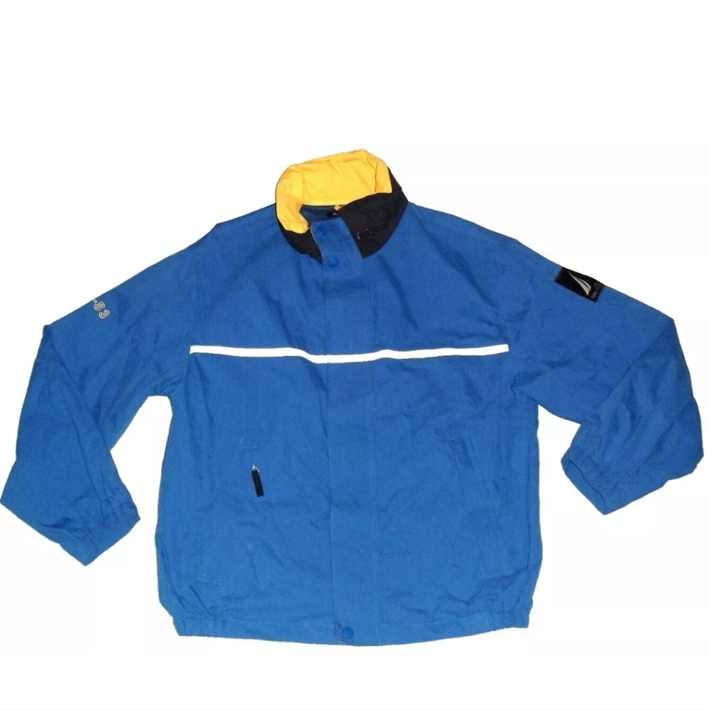 Nautica NS 83 Mens Full Zip Windbreaker Jacket sz. Large New Blue Yellow White